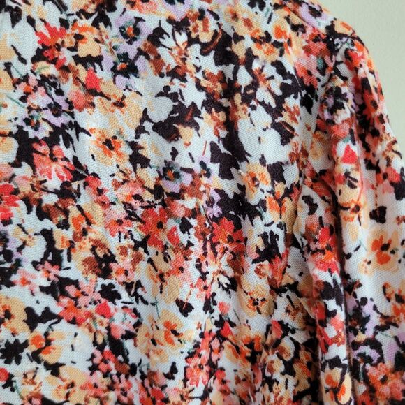 Old Navy Womens Blouse Size XXL Tall Floral Boho Textured Swiss Dot Long Sleeves - Picture 3 of 9
